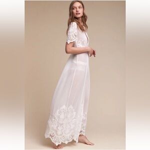 BHLDN White Sand Embroidered Lace Olivia Ethereal Robe Large
